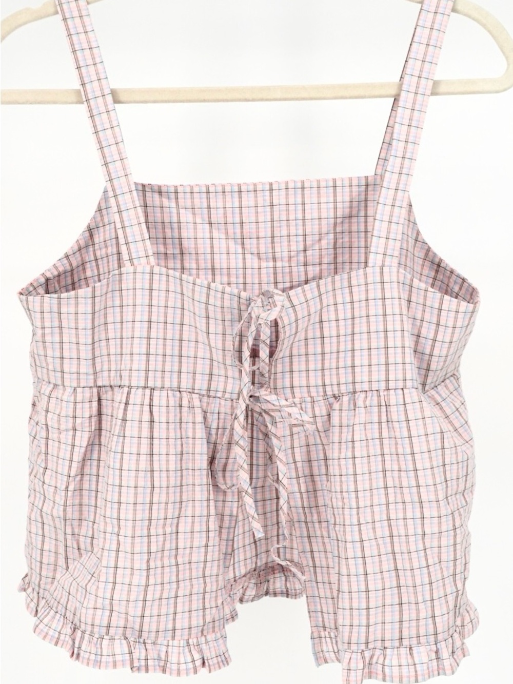 ZARA Pink Plaid Tie-Front Tank Top